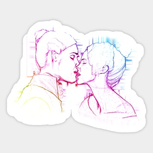 Tender Kisses - Anne Lister & Ann Walker (rainbow) Sticker